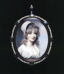 Portrætminiature af fru Lindsay (?) ca. 1790 (akvarel på elfenben)