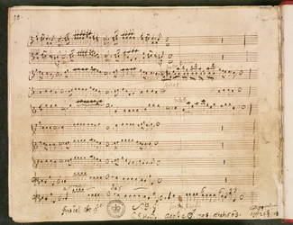 Originalt partitur af den sidste folio fra operaen 