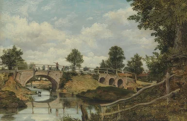 En gammel bro ved Hendon, Middlesex. Omkring 1828