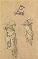 Studier af draperi for dødens figur i "Time, Death and Judgement", 1865-66