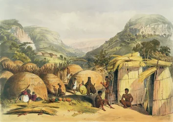 Inanda Kraal, Natal, plade 25 fra The Kafirs Illustrated, 1849