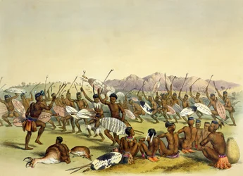 Zulu-jagtdans nær Engooi-bjergene, tavle 14 fra 