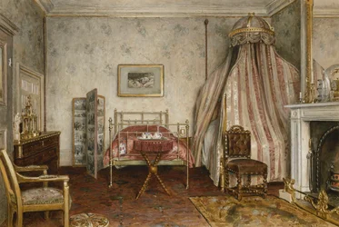 Udsigt over soveværelset, hvor Napoleon III døde, Camden Place, Chislehurst, Kent, 1873
