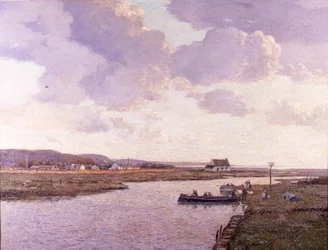 Rhyl Estuary, North Wales (olie på lærred)