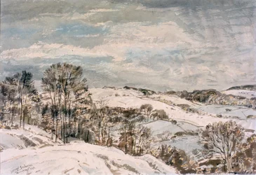 Winter in Wensleydale (blyant og akvarel på papir)