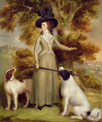 Grevinden af Effingham med gevær og jagthunde, 1787