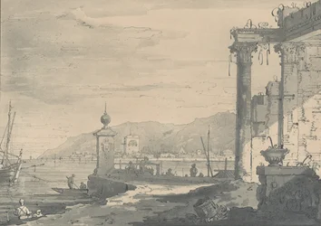 En kystscene med en klassisk ruin til højre, 1811.
