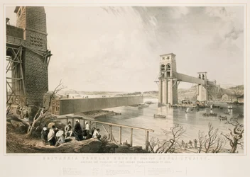 Britannia Tubular Bridge under konstruktion, 3. december 1849