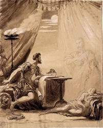 Scene fra Shakespeares "Julius Cæsar": The Ghost of Caesar Appears to Brutus, ca. 1871 (lavering på papir)