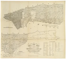 Dette kort over byen New York og Island of Manhattan som udstukket af kommissærerne udpeget af den lovgivende forsamling. . ., 1853 (sort blæk på papir)