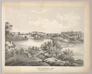Udsigt i Central Park med Balcony Bridge og Oak Bridge Valentines Manual, 1861.