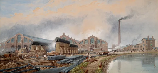 Barrow Haematite Steel Company - Bessemer Steel Sheds  Rolling Mills (akvarel)