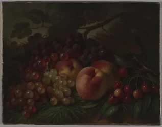 Fersken, druer og kirsebær, ca 1860-1870