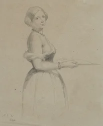 Portræt af en ung kvinde, 1856 (grafit på solbrunt vævet papir)