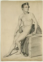 Uden titel - Mandlig nøgenfigur kopieret fra en litografi, 1842
