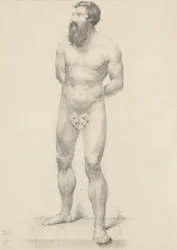 Uden titel - Stående mandlig nøgen med figenblad, 1844 (grafit på gulvævet papir)