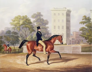 Markis af Anglesea til hest i Hyde Park i sit 80. år, graveret af J. Harris, 1847 (farvestik)