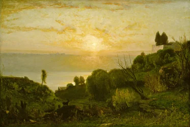 Albano-søen, solnedgang, ca. 1874.