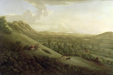En udsigt over Boxhill, Surrey, med Dorking i det fjerne