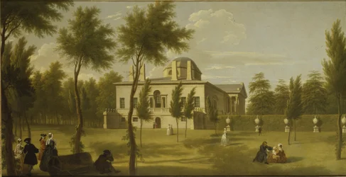 Udsigt over Chiswick Villa fra græsplænen, ca. 1735 (olie på lærred)