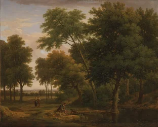 Skovlandskab med figurer, ca. 1745 (olie på lærred)