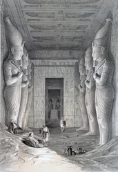 Interiør af det store tempel, Abu Simbel, 1800-tallet
