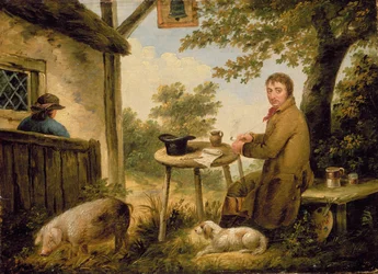 Portræt af kunstneren uden for Bell Inn