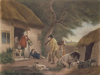 The Warrener, indgraveret af William Ward (1766-1826), pub. af H. Morland, 1806 (mezzotintgravering)