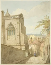 East End of St Mary Redcliffe (blyant og akvarel på papir)