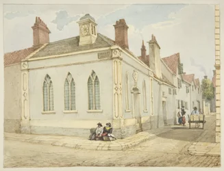 Trinity Chapel and Almshouse (blyant og akvarel på papir)