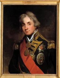 Portræt af Horatio Viscount Nelson Duke of Bronte (1758-1805) Viceadmiralmaleri af Georges Healy (1808-1894) 1800-tallet. Dimension 0,73 x 0,57 m