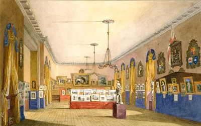 En udstilling i det gamle rådhus, Oxford, 1854