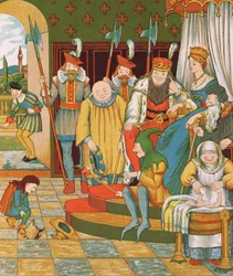 Rumpelstiltskin ankommer for at kræve prinsessens førstefødte barn som sin belønning, 1882