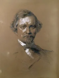 August Wilhelm Hofmann (1818-92) tysk kemiker, 1864 (farveblyant på papir)