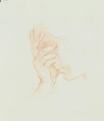 Hovedstudie af en kvinde, ca. 1835 (rødt kridt på papir)