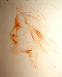 Portrætstudie af Samuel Palmer, ca. 1828-29 (rødt kridt på papir)