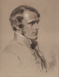 Pastor John Jackson, 1853 (sort, rød og hvid kridt på papir)
