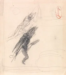 Muligvis en liggende figur og en dansende figur