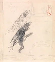 Muligvis én liggende figur og én dansende figur