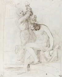The Bath of Bathsheba (pen og brunt blæk på lagt papir)