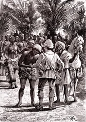 Udforsker i de store søer i Sudan. 1888 (gravering)
