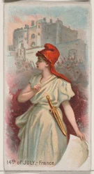 14. juli, Frankrig, fra Holidays-serien N80 til Duke-cigaretter, 1890., 1890.