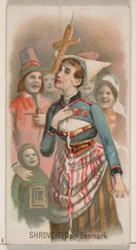 Fastelavn, Danmark, fra Holidays-serien N80 til Duke-cigaretter, 1890., 1890.