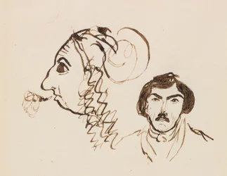Selvportræt med portræt af Delacroix, ca. 1845.