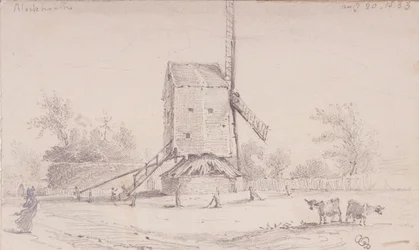 Udsigt over vindmølle på Blackheath, Greenwich, London, 1833