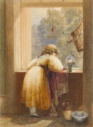 Kiggende fra et vindue ovenpå, 1832 (wc på papir)