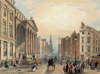 Mansion House ser mod Cheapside, graveret af Thomas Picken (d.1870) udgivet af Ackermann 1851