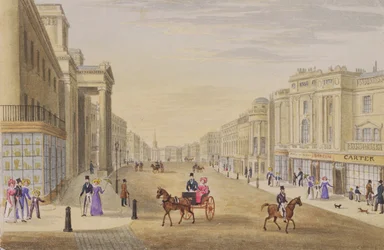 Regent Street, ser mod nord fra Hanover Street, ca. 1830