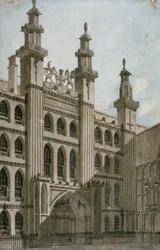 Sydvestudsigt over Guildhall-fronten, City of London, 1810