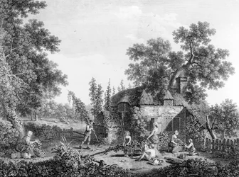 Humleplukkerne, ætset af Francis Vivares, 1760